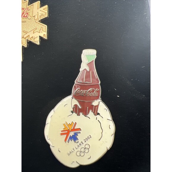Coca Cola 2002 Salt Lake City Olympics 3 PINs Not Original Box Just Display Case - Picture 3 of 5